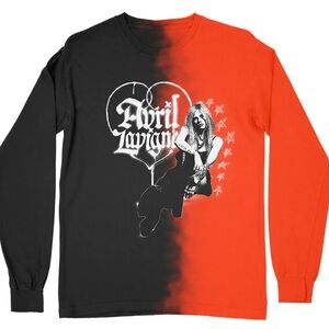 XL AVRIL LAVIGNE BLACK AND ORANGE LONG SLEEVE T-SHIRT